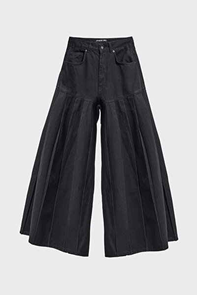 its basic Women's Black Color 1W5-1 Elephant Leg Fit Super Loose Cut Special Design 100% Cotton Denim Jean