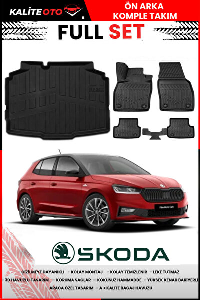 ko kaliteoto Skoda Fabia 2022-2023-2024-2025 Model Bagaj Havuzu+Paspas Takımı...