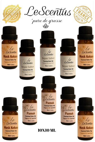 lescentus Favori Set 10'lu Esansiyel Uçucu Koku Yağı Buhurdanlık Yağı Difüzör...