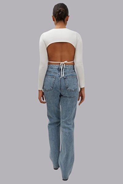 byhaziran butik Жіночі сині широкі джинси-палаццо