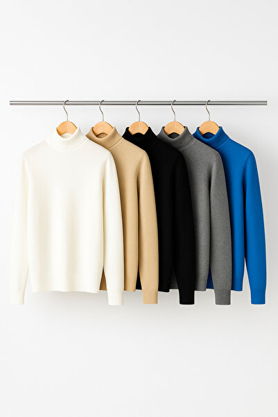 ribac مجموعة من 5 سترات نسائية أساسية ذات ياقة مدورة كاملة