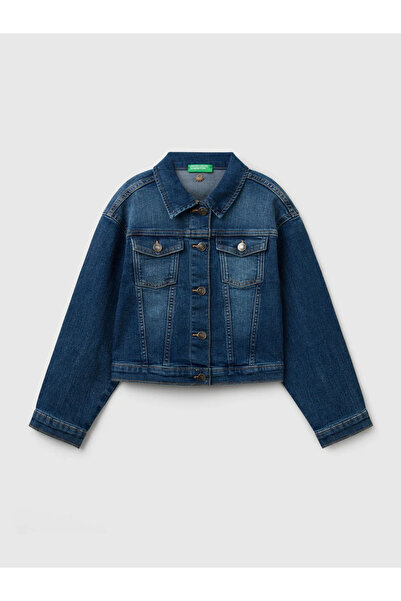Benetton Girl's Denim Jacket 6-14 Years Blue