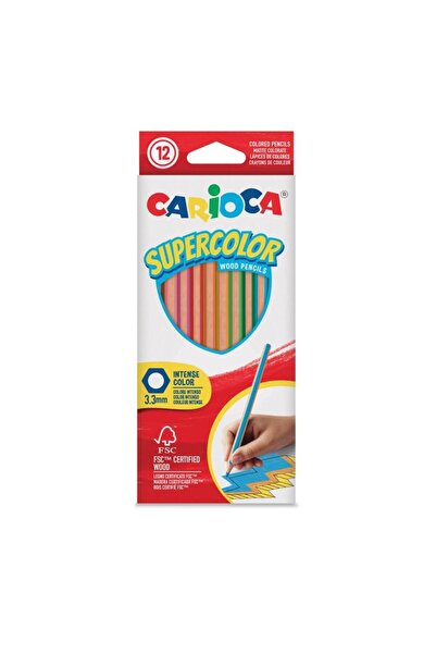carioca Set 12 creioane hexagonale Carioca, lemn, Multicolor