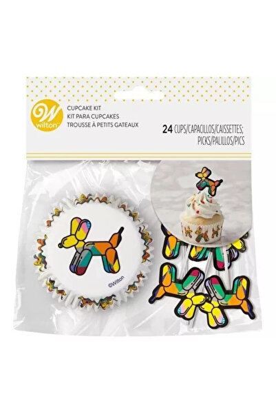 Lumea Hartii briose Catel din baloane cu topper 24 buc. - Wilton