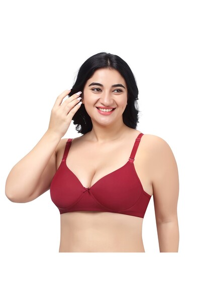 RAJNI Women's Bra C Cup Seamless Padded Full Coverage Wire Free Double Layered Liftup Stretch