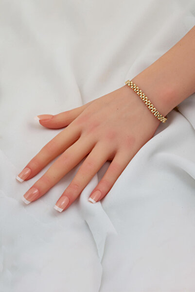 Bilezikci Rolex Tarzı Unisex 14 Ayar Altın Bileklik