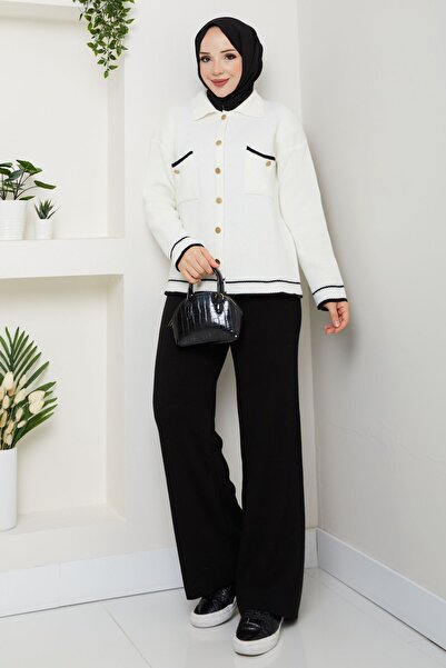 Pamuk Butik Women's Gold Buttoned Sports Jacket Cardigan