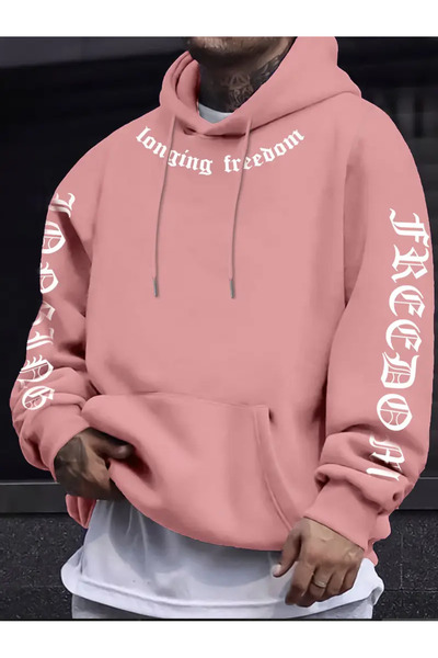 valeriae Casual "Thirst for Freedom" Graphic Hooded Sweatshirt for Men