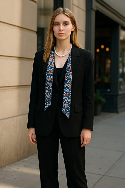 Trend aksesuar Desenli İnci Detaylı Fular, Kolye, Kemer Çok Amaçlı Kullanım