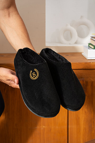 ZARICH شبشب رجالي منزلي من قماش زاروس ميردان المخطط، مصنوع من قماش قطيفة مع نعل داخلي من الفرو وقاعدة مانعة للانزلاق