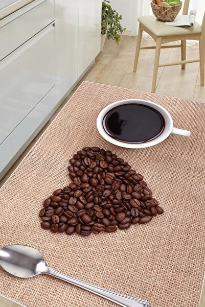 Pelura Halı Dijital Baskılı Dekoratif Kaymaz Taban Yıkanabilir Kahve Desenli ...