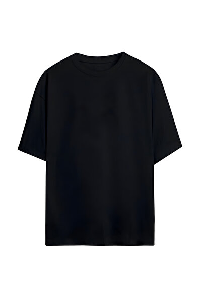 GraffTee تي شيرت قطني أسود عادي للجنسين مقاس كبير