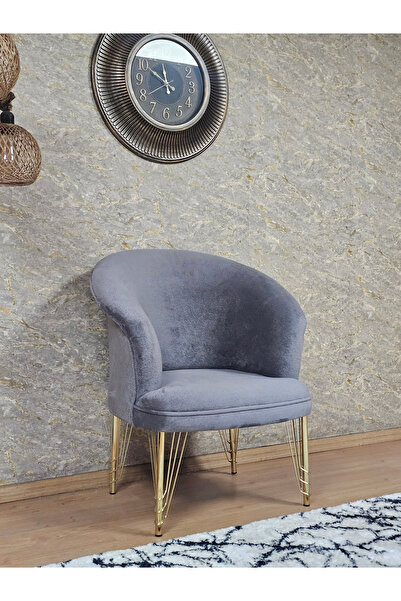 ZAFİR Tekli TEDDY Gold Kaplama Telli Ayak Çay Seti Koltuk Tekli Berjer , Balk...