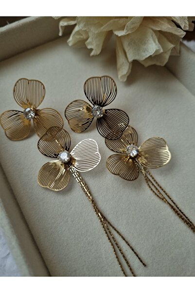 Gemnest Accessories Sallanan Çiçekli Çelik Küpe