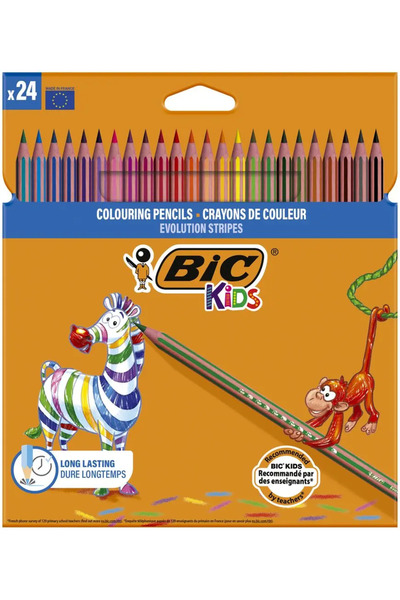 Bic Creioane colorate Evolution Stripes, 24 bucati
