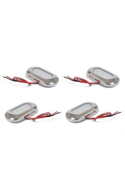Easterner 4'lü Tekne Merdiven Lambası. 12V. Beyaz. Krom Çerçeveli