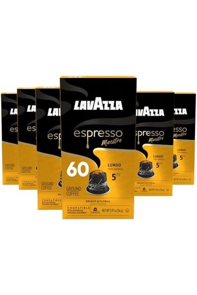 LavAzza Espresso Maestro Lungo Aluminum Capsules Compatible with Nespresso Original Machines, Light