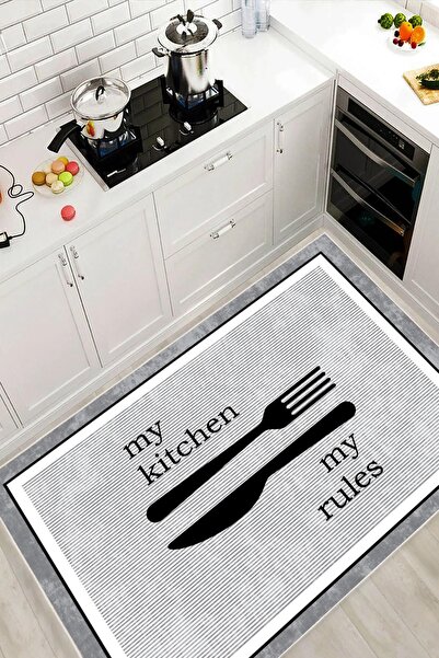 Pelura Halı Dijital Baskılı Dekoratif Kaymaz Taban Yıkanabilir My Kitchen Des...