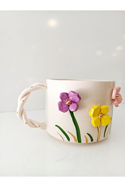 ADAMODART Flower 24K Gold Detailed Ceramic Mug