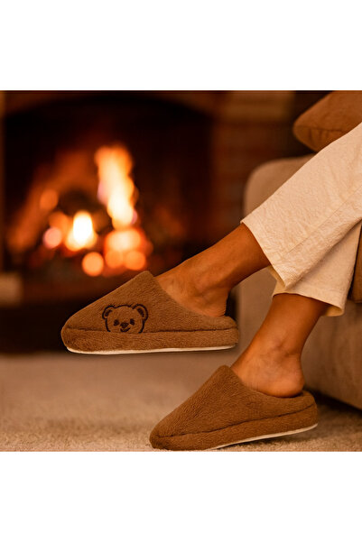 Beyond Women's Brown Teddy Bear Furry House Slippers Bynday01