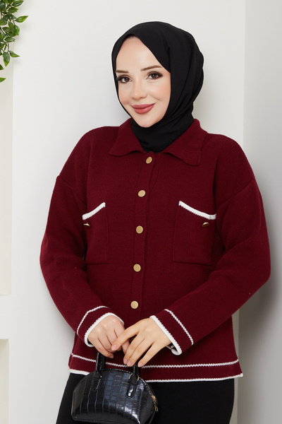 Pamuk Butik Women's Gold Buttoned Sports Jacket Cardigan