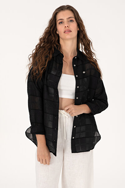 U.S. Polo Assn. Kadın Siyah Uzun Kollu Gömlek 50299665-VR046