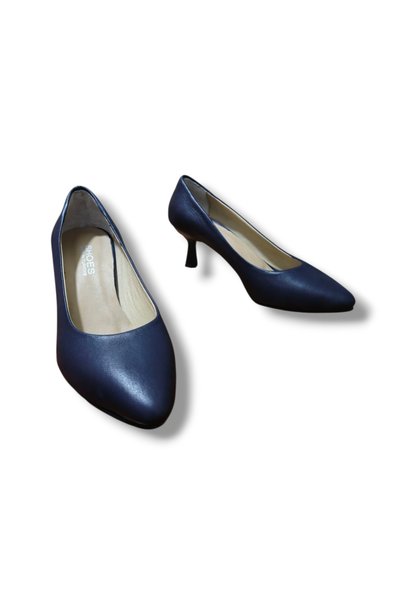 BARONES SHOES Women's Navy Blue Genuine Leather Stiletto