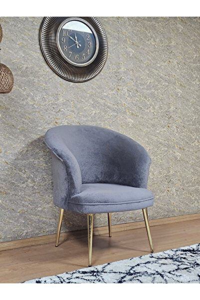ZAFİR Tekli TEDDY Gold Kaplama Sivriltme Ayak Çay Seti Koltuk Tekli Berjer , Balkon, Salon, Ofis