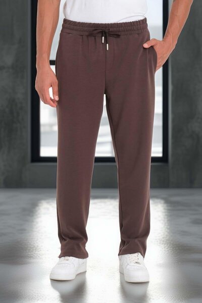 Valiberta Scuba Modal Fabric Relaxed Fit Men's Sweatpants - Brown