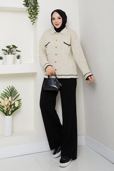 Pamuk Butik Women's Gold Buttoned Sports Jacket Cardigan