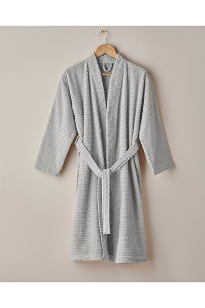 English Home Βαμβακερό μπουρνούζι Chequer L-XL Γκρι