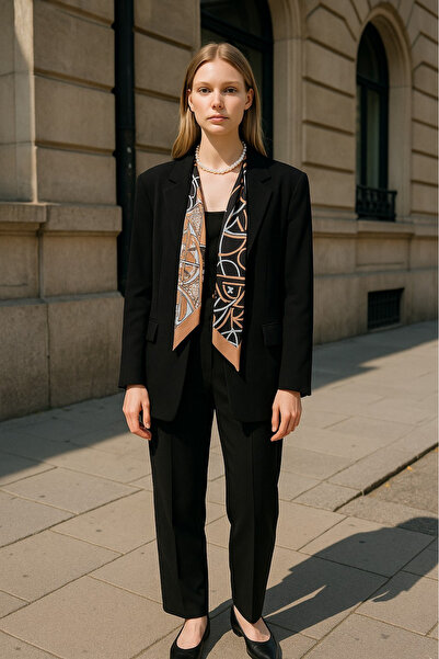 Trend aksesuar Desenli İnci Detaylı Fular, Kolye, Kemer Çok Amaçlı Kullanım