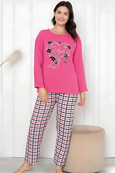 Farya Home Dreamy Cotton Patterned 2 Yarn Long Sleeve Pajama Set