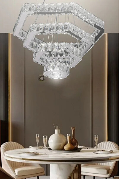 akyzlighting ANTİK 4 KATLI KRİSTAL TAŞLI LED AVİZE - UZAKTAN KUMANDALI - SALO...
