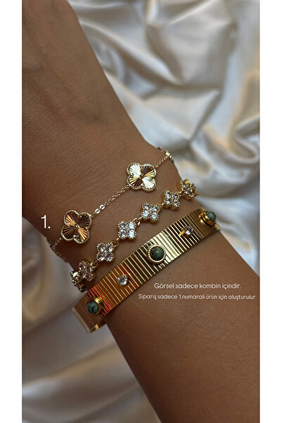 ADENNA JEWELRY 14K Renginde Gold Yonca Bileklik