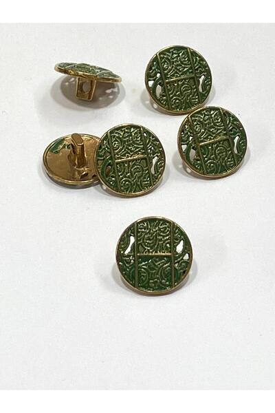 karantuhafiye Antique Gold Floor / Metal Button / 1.8 cm / Set of 6 / (M09089)/ Green