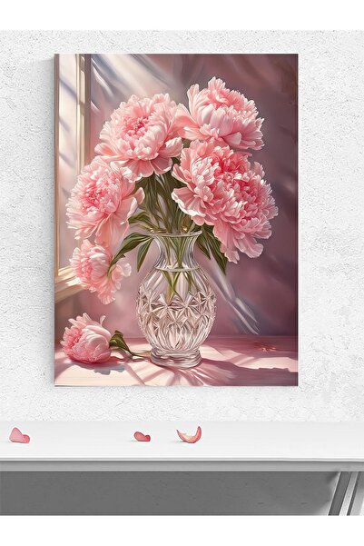 Postermanya Pink Bloom, Pembe Şakayık Natürmort Çiçek Poster - Afiş - Dekorat...