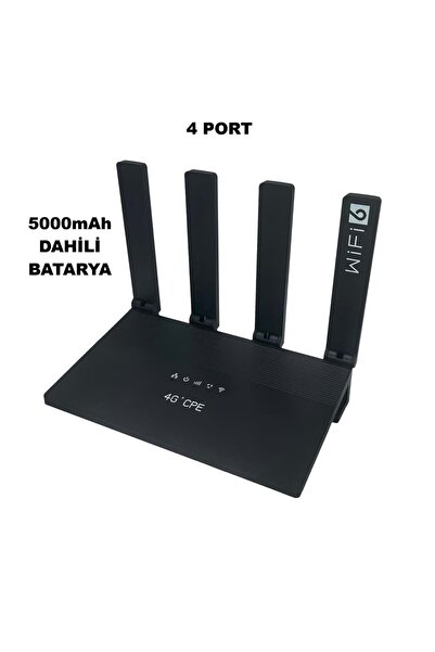 BTB Sim Kartlı 4G 4Port Wifi6 5000mAh Dahili Bataryalı Modem