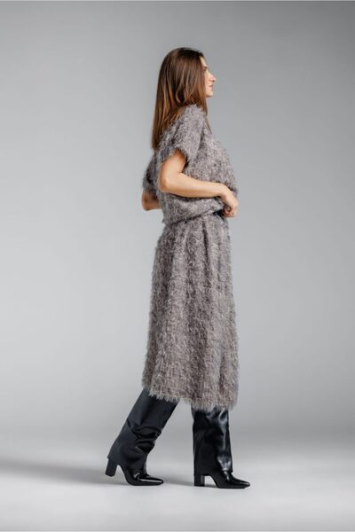 RVL Gray straight skirt with purple inserts