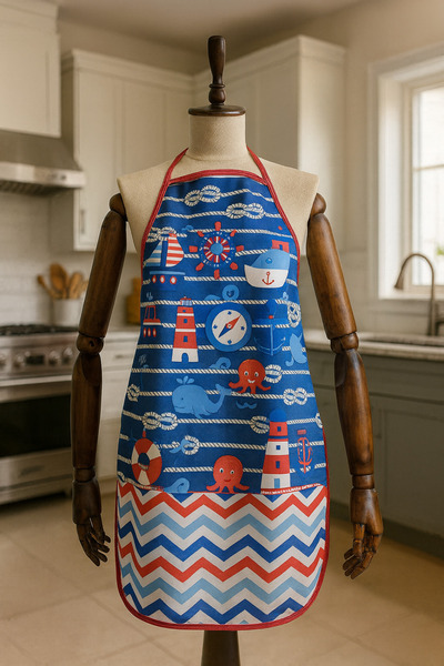 Limon Soft Digital Printed Waterproof, Stain-Resistant Kitchen Apron with Sea Theme
