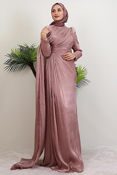 giz astore Burcu Tesettür Abiye Gül Kurusu