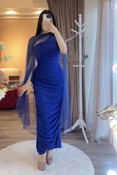 SHOK Elegant navy pleated dress
