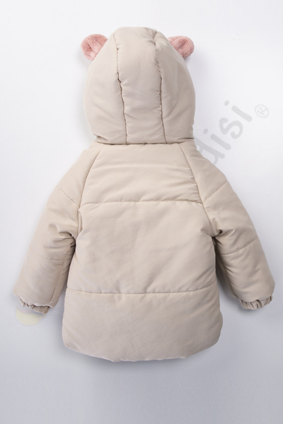 Ofislot New Rabbit Zippered Thick Hooded Snow Puffer Winter Girl Baby Coat with Plush Fur Inside Children's Coat
