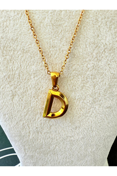 ATLASAKSESUARR D Harfi Büyük Gold Altın Kaplama Kolye