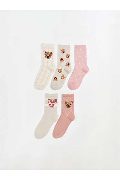 LC Waikiki LCW Kids Ayı Teddy Desenli Kız Çocuk Soket Çorap 5'li (W5)
