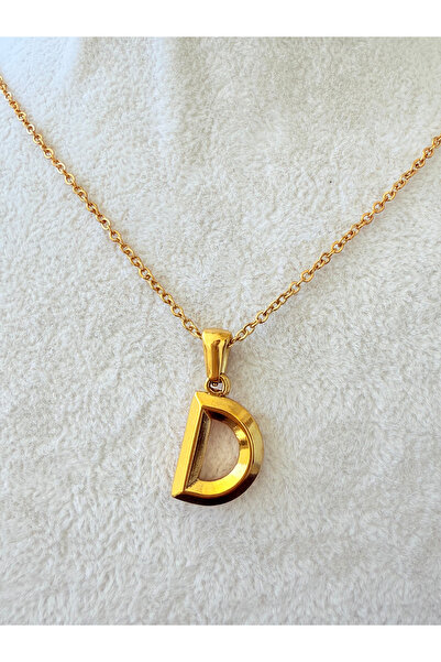ATLASAKSESUARR D Harfi Büyük Gold Altın Kaplama Kolye