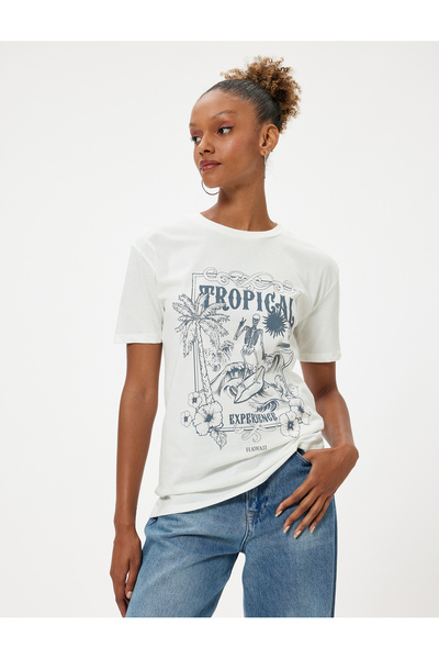 Koton Printed T-Shirt Short Sleeve Crew Neck Cotton