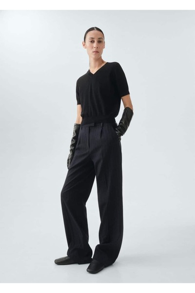 MANGO Woman %100 yün V yaka triko kazak