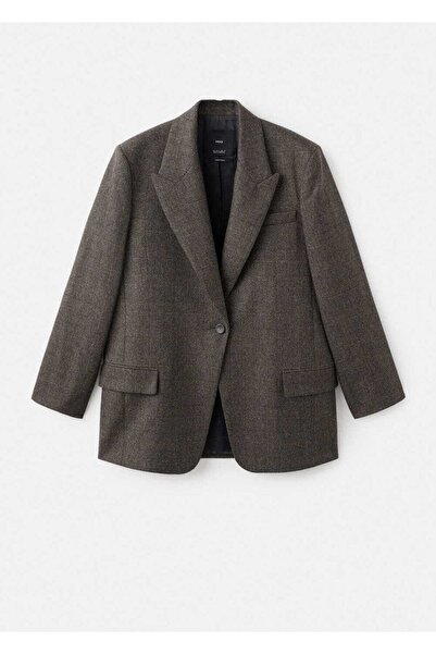 MANGO Woman Mikro kazayağı desenli yün blazer ceket