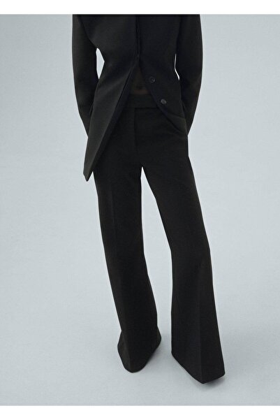 MANGO Woman Düz kesim kumaş pantolon